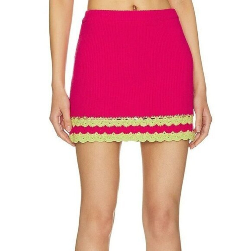 MAJORELLE Jeneli Crochet Mini Skirt - Hot Pink & Lime